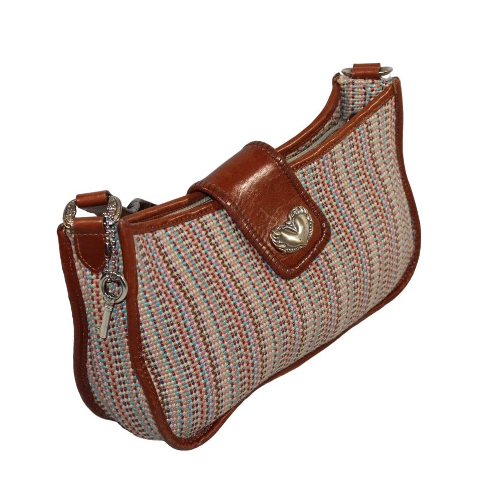 Fossil Fabric Woven Striped Multi Color Hobo Shou… - image 5